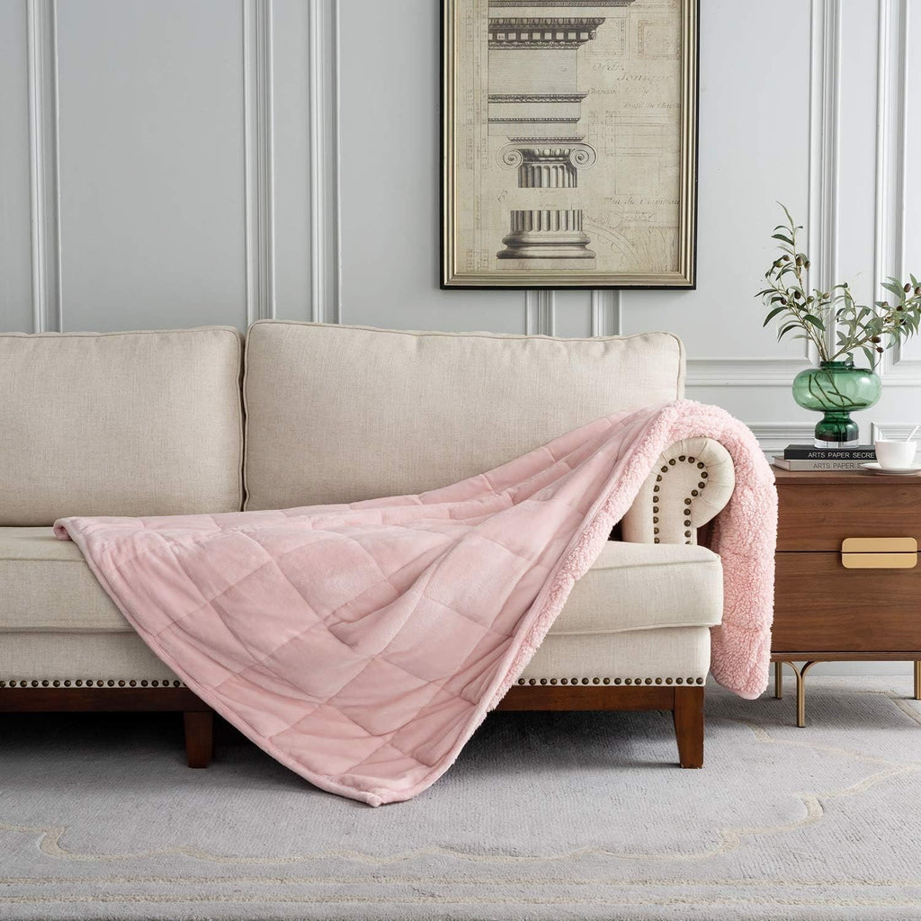 7kg Weighted Blanket Pink Sherpa Plush Fleece 120x180cm Sofa Bed