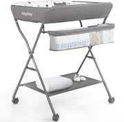 Baby Changing Table Adjustable Folding Diaper Station with Storage Light Grey
