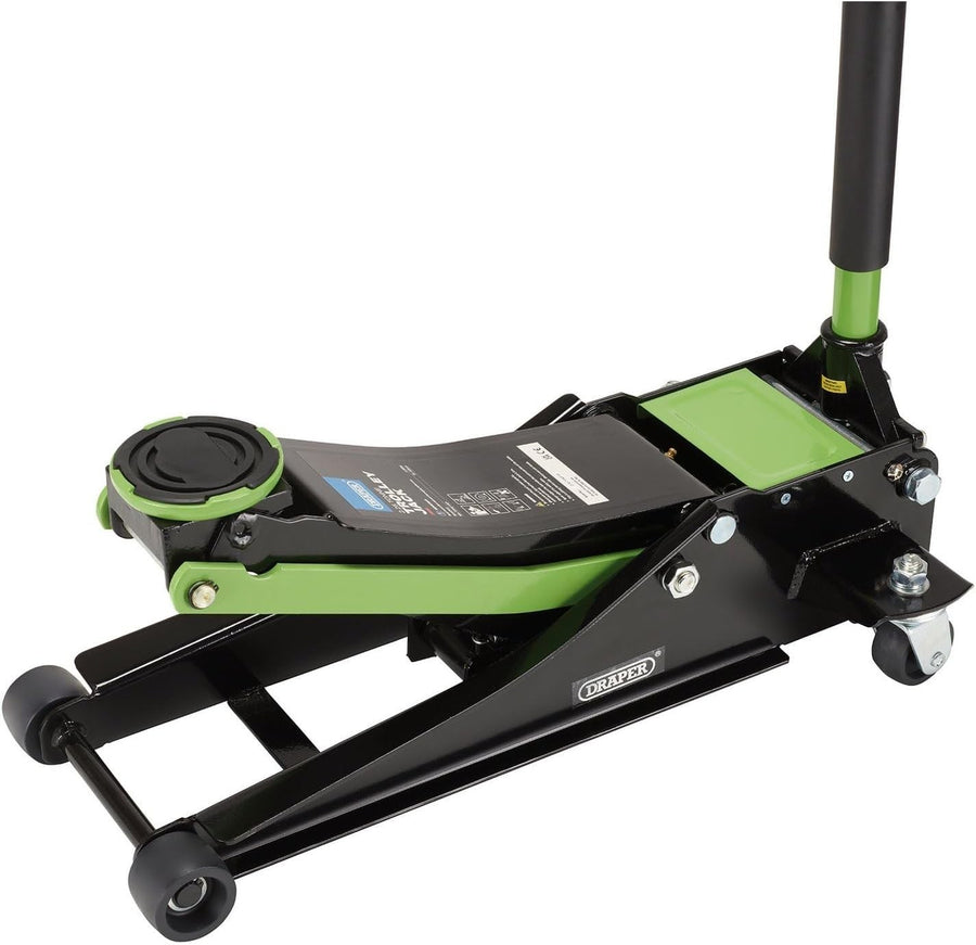 2.25 Ton Low Profile Trolley Jack Twin Piston Fast Lift 75–505mm Green