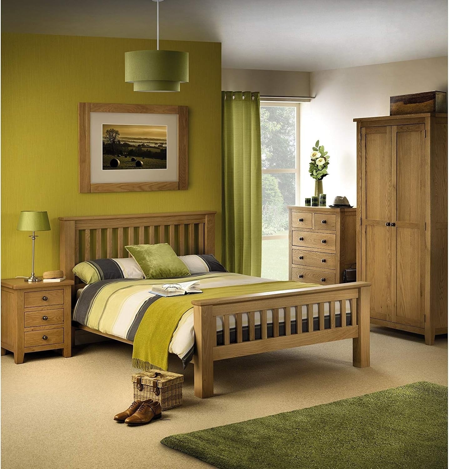 Oak 2 Door Wardrobe with Drawers Bedroom Storage Cabinet Dovetail Joints