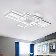 Modern LED Ceiling Light 3 Square 75W Cool White Flush Mount Fixture White