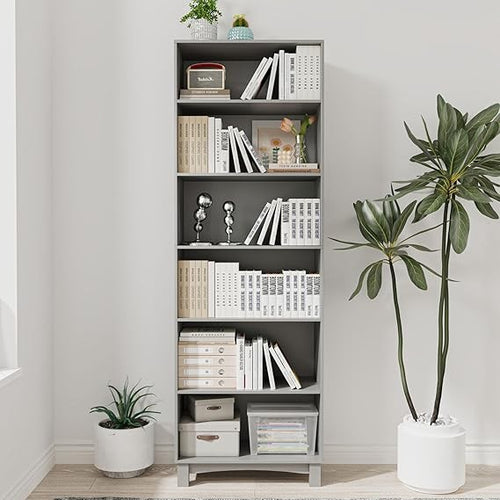 5/6 Tier Wooden Bookcase Tall Storage Shelving Unit for Home Office Display