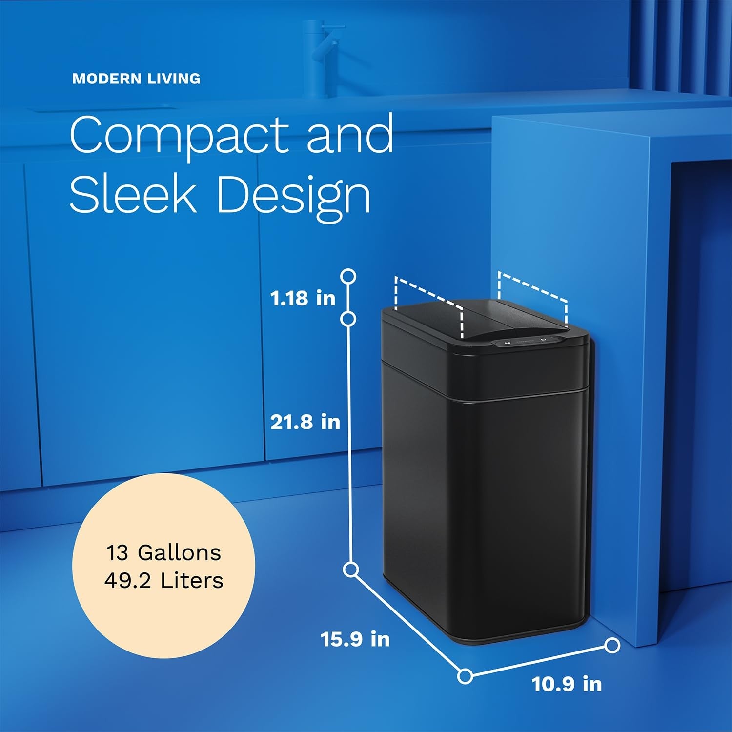49L Touchless Kitchen Bin Sensor Butterfly Lid Soft Close Black