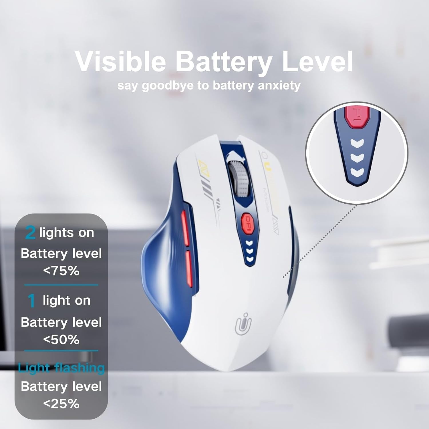 Multi Device Wireless Mouse Bluetooth Tri Mode Rechargeable Adjustable DPI