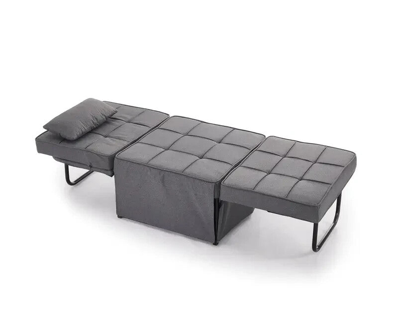 Dark Grey 1 Seater Ottoman Sofa Bed Chair Guest Sleeper Recliner