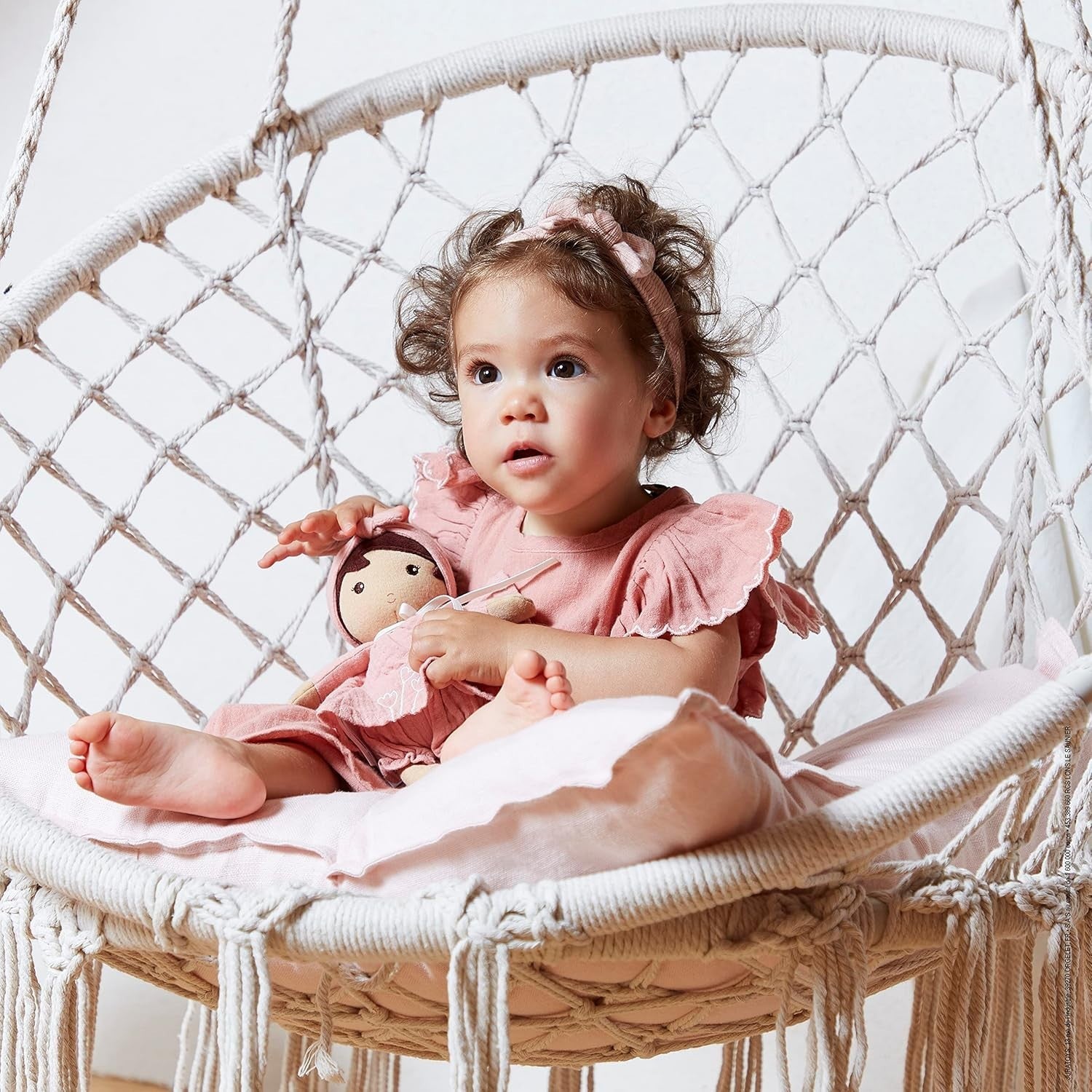 25cm Soft Fabric Baby Doll Pink Muslin Dress Personalised Ribbon Newborn Gift