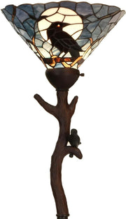 Raven Floor Lamp Stained Glass Tree Torchiere Gothic Full Moon Decor
