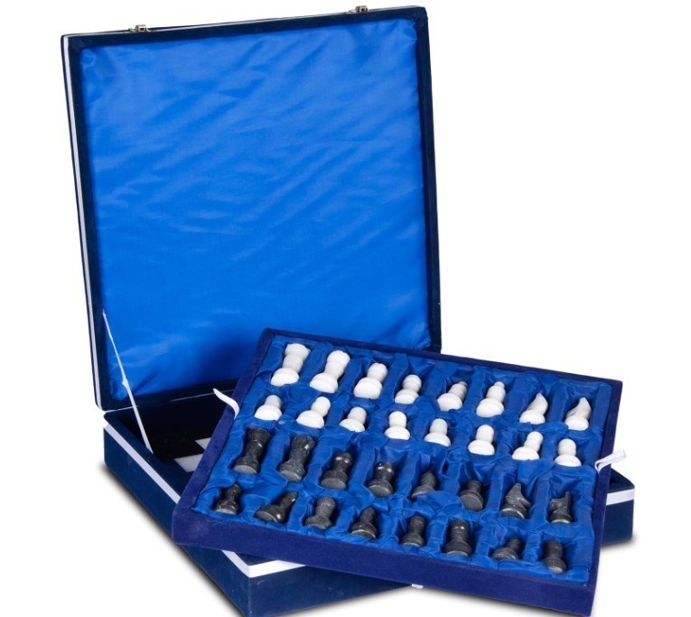 Luxury 12" Handmade Marble Chess Set Black & White Stone Board Gift