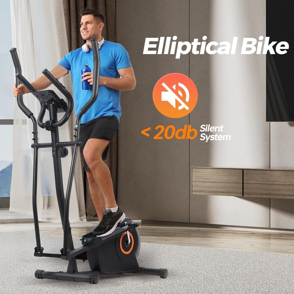 Quiet Magnetic Elliptical Cross Trainer 8-Level Resistance Home Gym
