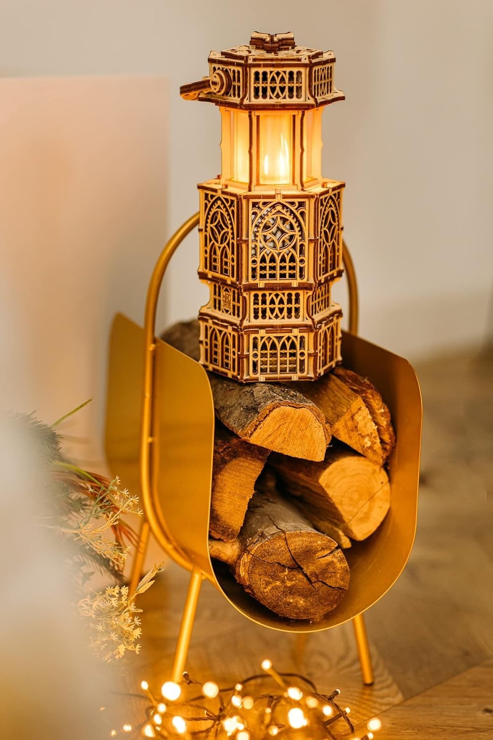 LED Lit 3D Wooden Lantern Puzzle – Mechanical DIY Model for Kids & Adults