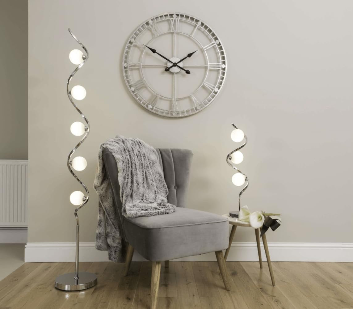 Modern 3-Light Chrome Table Lamp with Matte Opal Glass Spheres 65cm