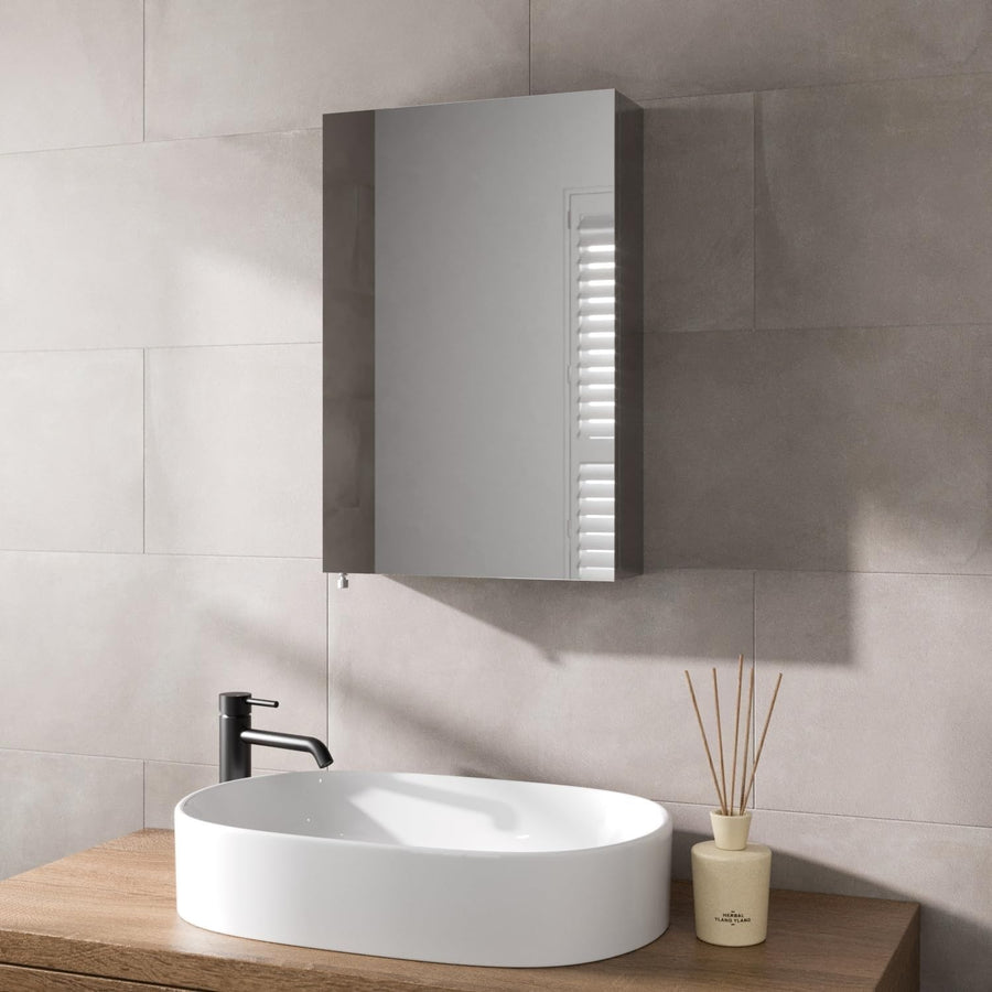 Wall Mounted Bathroom Mirror Cabinet with Storage & Stainless Steel