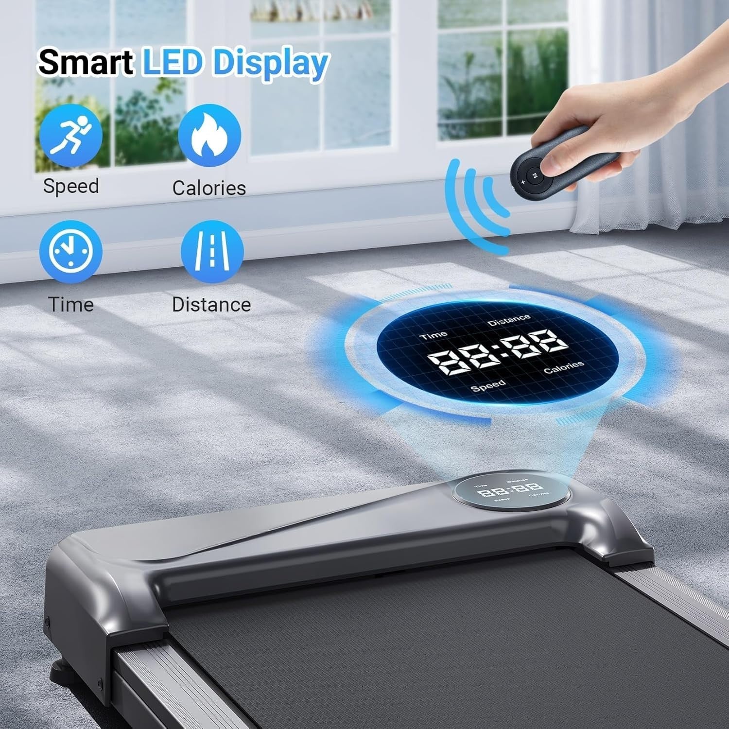 Under Desk Walking Treadmill 2.5HP Portable Home Office Jogging Machine