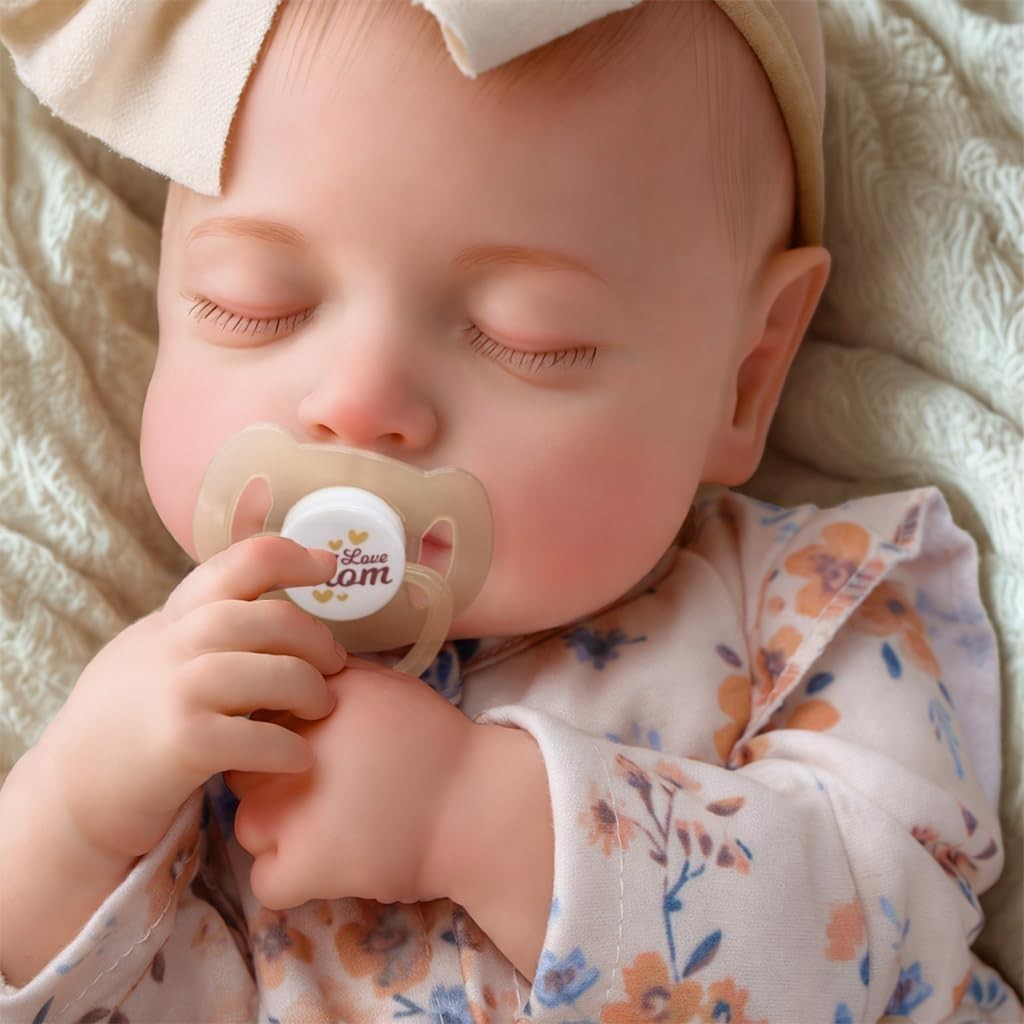 17” Reborn Baby Doll Sleeping Girl Soft Body Floral Outfit