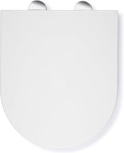 White Slimline D-Shape Toilet Seat Soft Close Quick Release Antibacterial