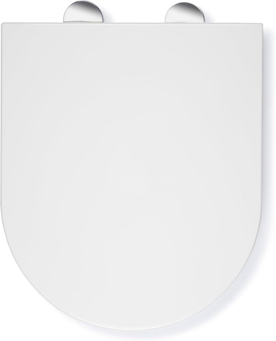White Slimline D-Shape Toilet Seat Soft Close Quick Release Antibacterial