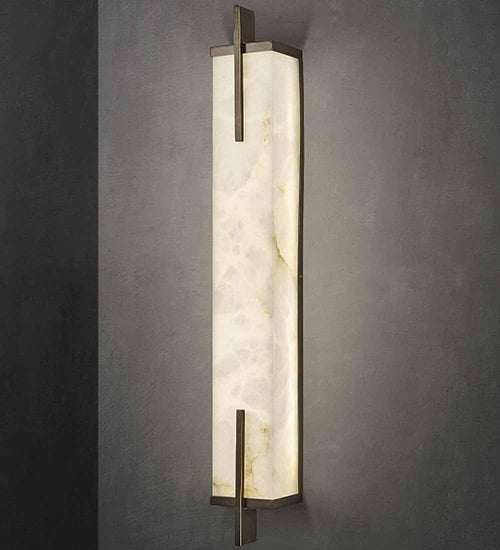 Modern Marble Wall Sconce Light LED Alabaster Brass Indoor Lamp