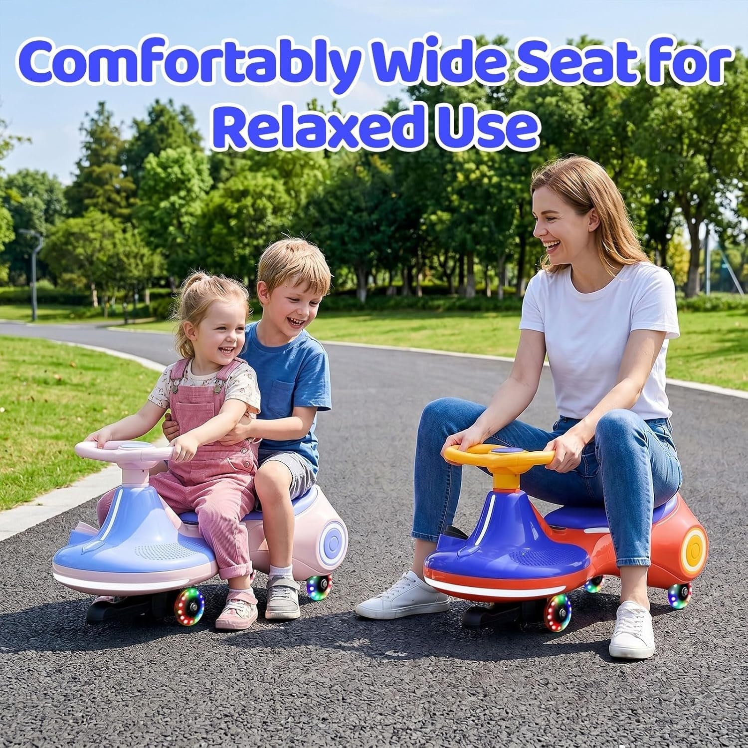 12V Electric Wiggle Car Kids Ride On Scooter LED Wheels Music 70kg