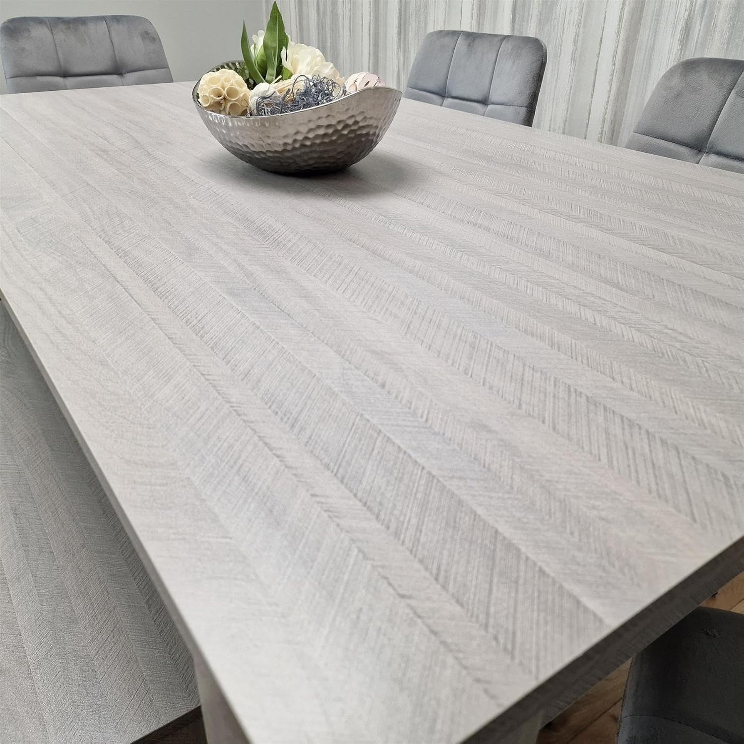 Grey Velvet Dining Table Set with 4 Chairs & Bench – Durable, Stylish Design