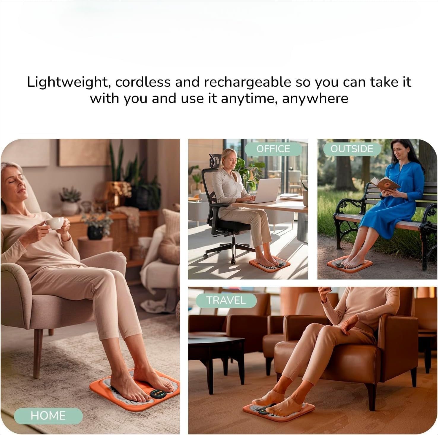 Nooro™ Portable Foot Massager Orange Cordless Pain Relief & Muscle Therapy