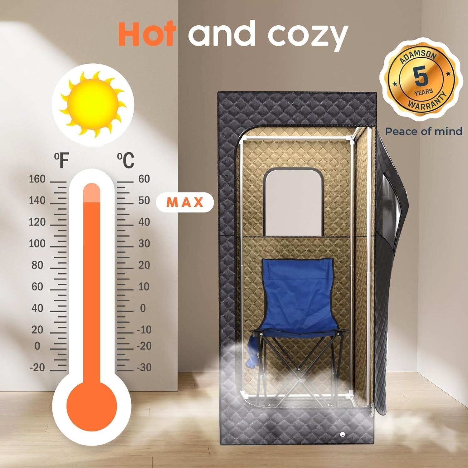 Full Size Portable Steam Sauna Home Spa Tent 2.6L 1000W Fast Heat Detox Chair