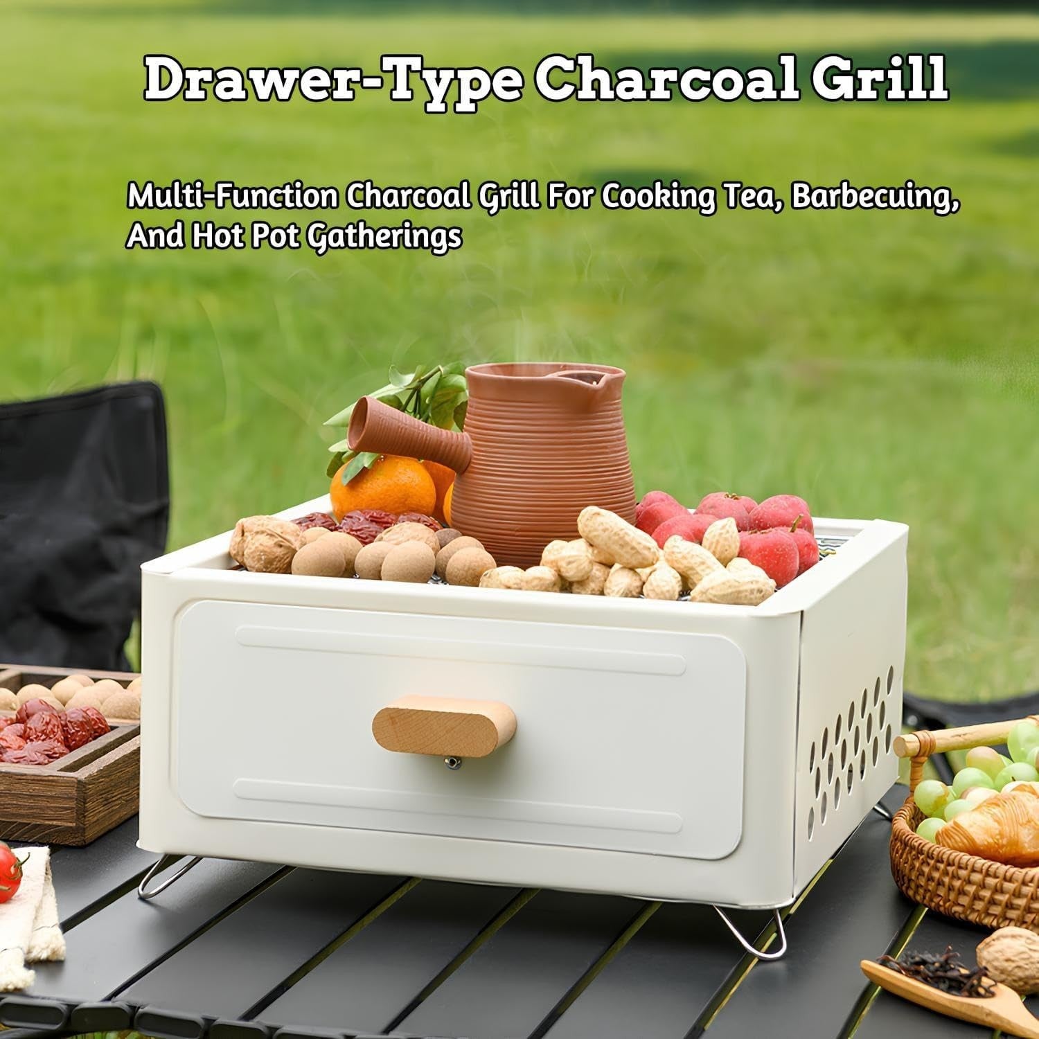 Portable Tabletop Charcoal Grill Stainless Steel Compact BBQ Oven for Camping