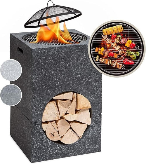 Portable Outdoor Fire Pit with BBQ Grill Garden Patio Heater 50cm