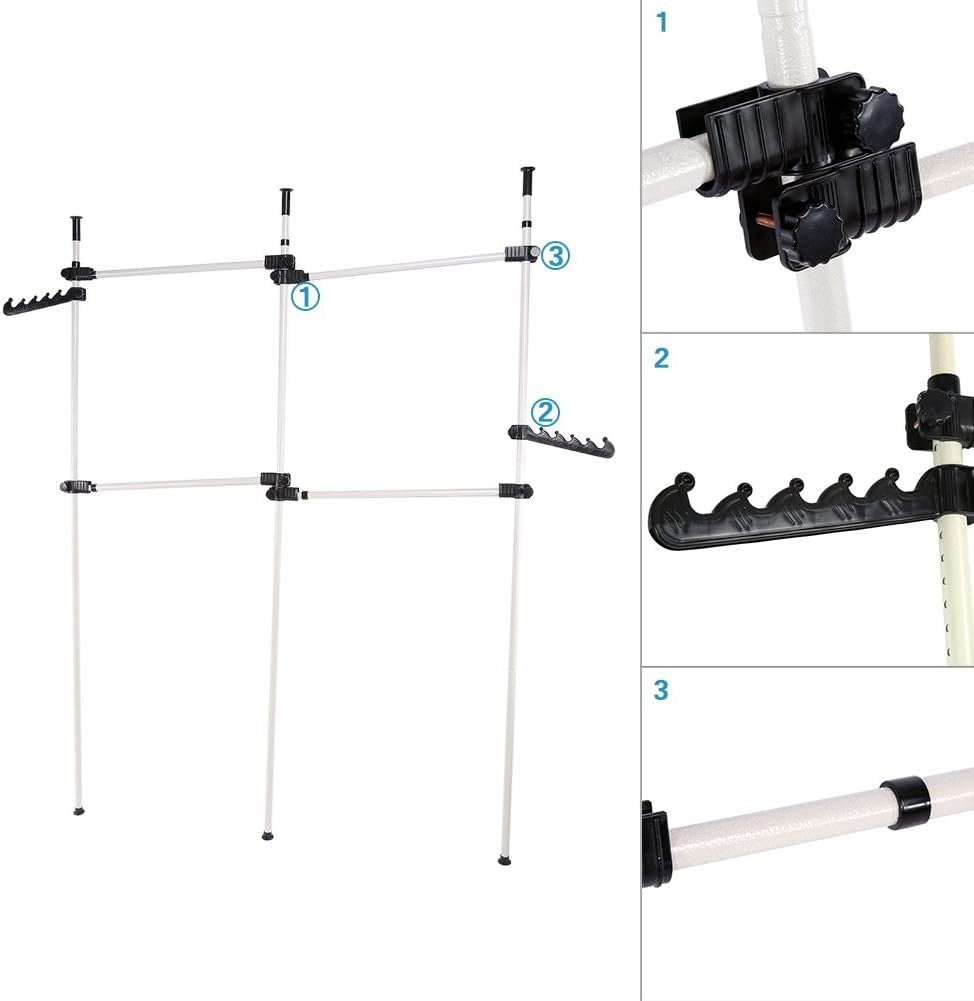 Heavy Duty Adjustable Telescopic Clothes Rack 3 Poles 4 Bars