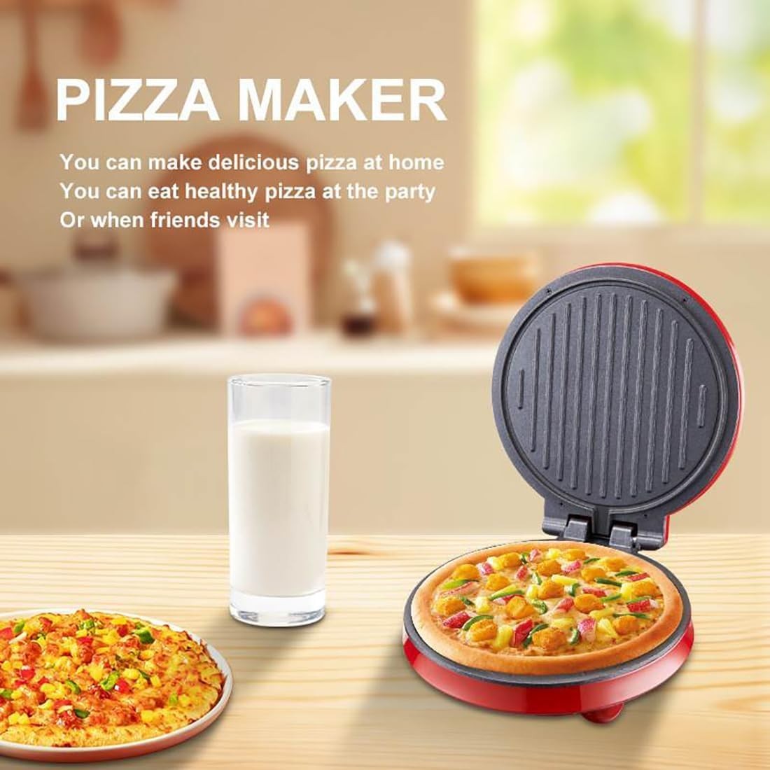 Mini Pizza Oven 1000W | 23cm Nonstick Dual Heat Fast Cooker for 2-3 People