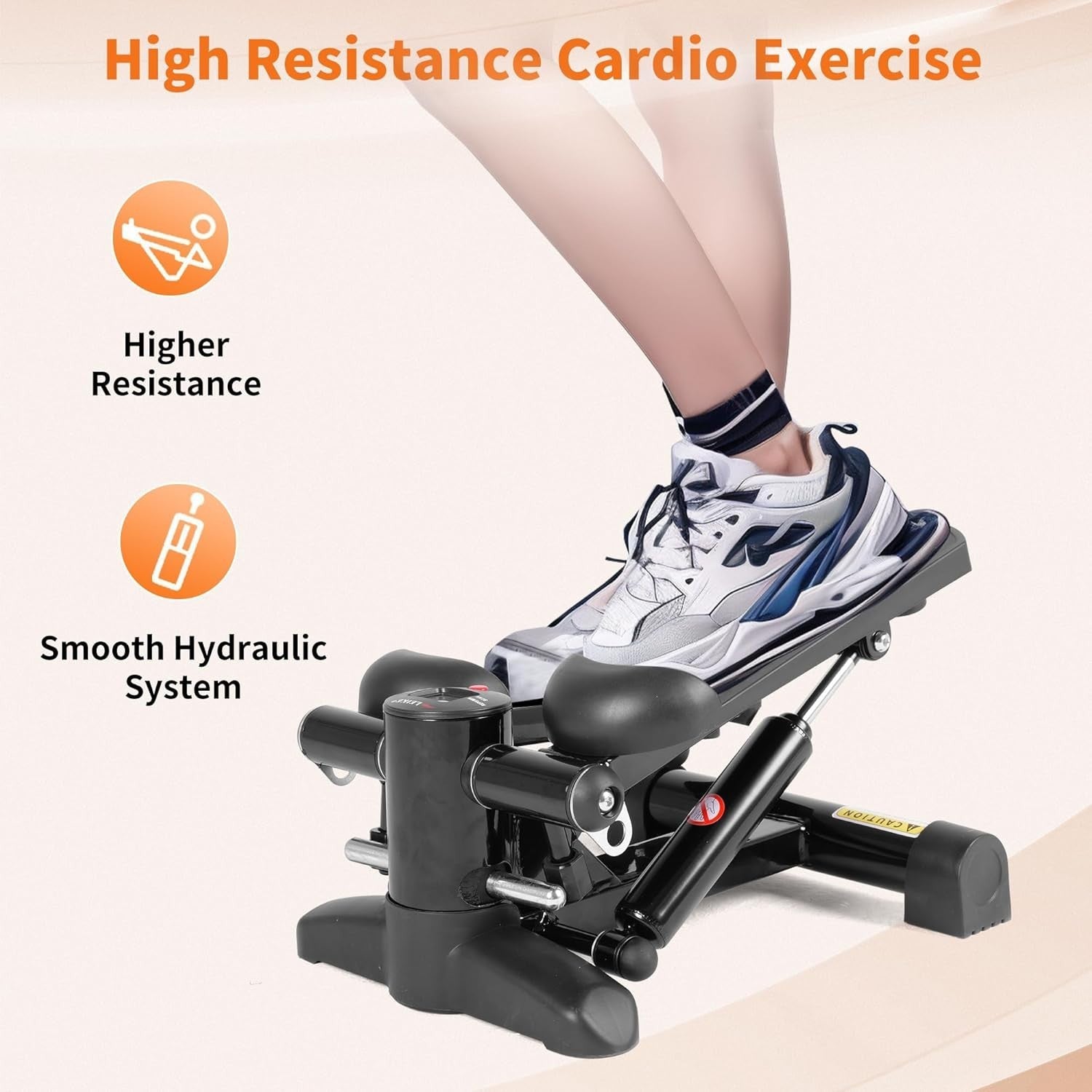 Mini Stair Stepper w/ LCD Monitor, Hydraulic System & Resistance Bands