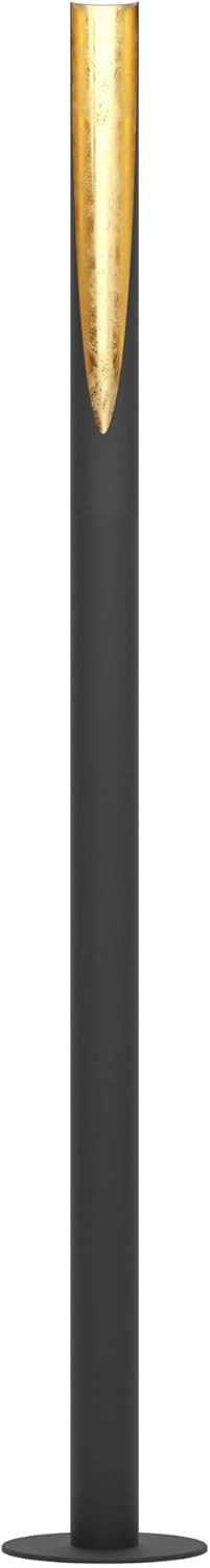 Slim LED Floor Lamp Black Gold Steel Standing Light Modern Column Design