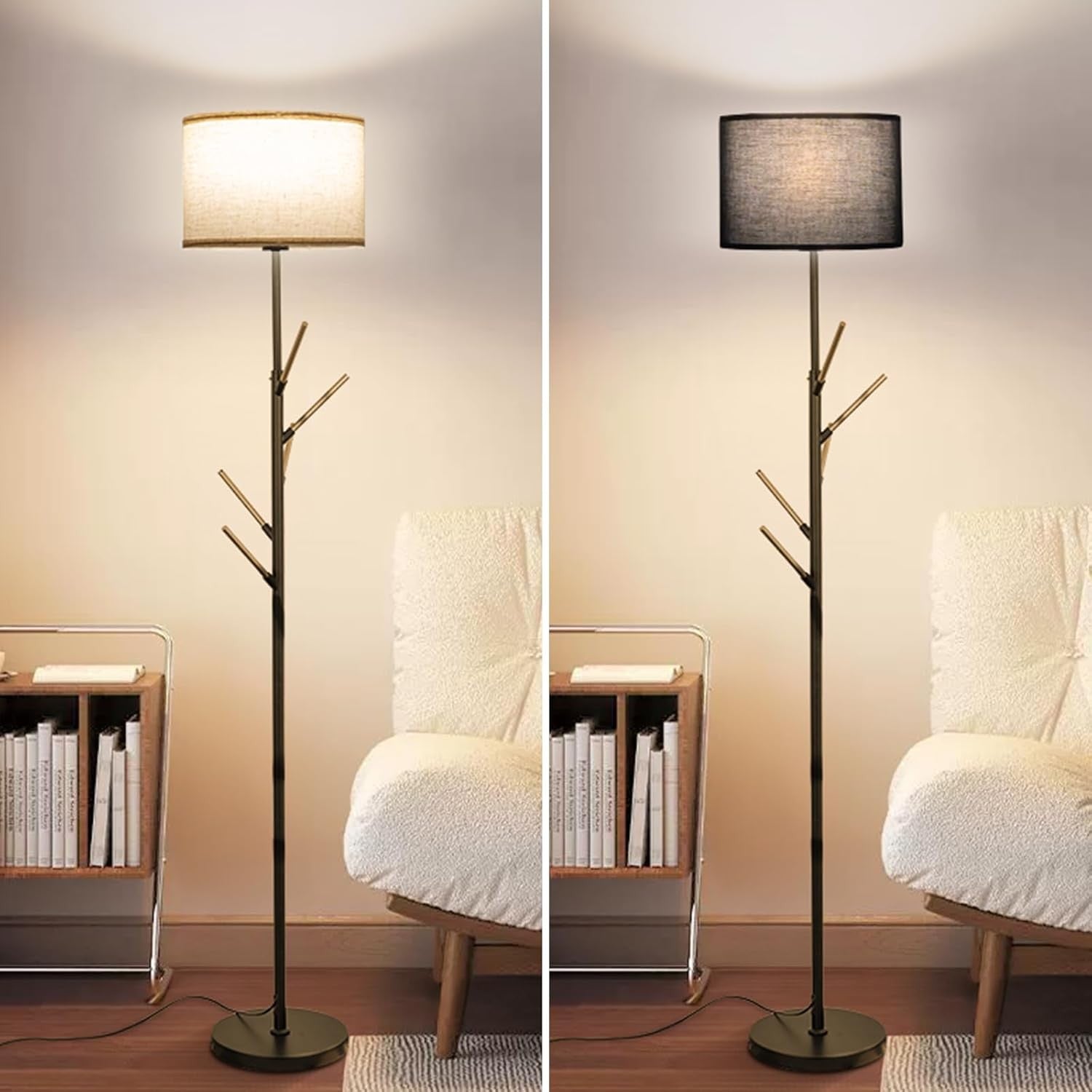 Floor Lamp with Coat Rack Remote App Dimmable Tall Standing Light