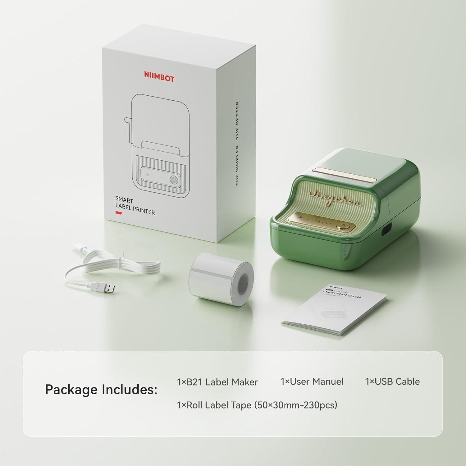 B21 Pro Portable Thermal Label Maker – Inkless Printer with 50x30mm Labe