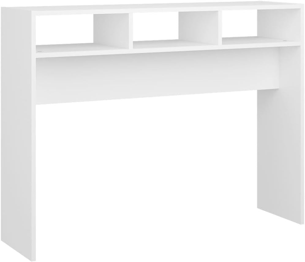 Compact White Engineered Wood Console Table - Space-Saving, Durable, Easy Clean
