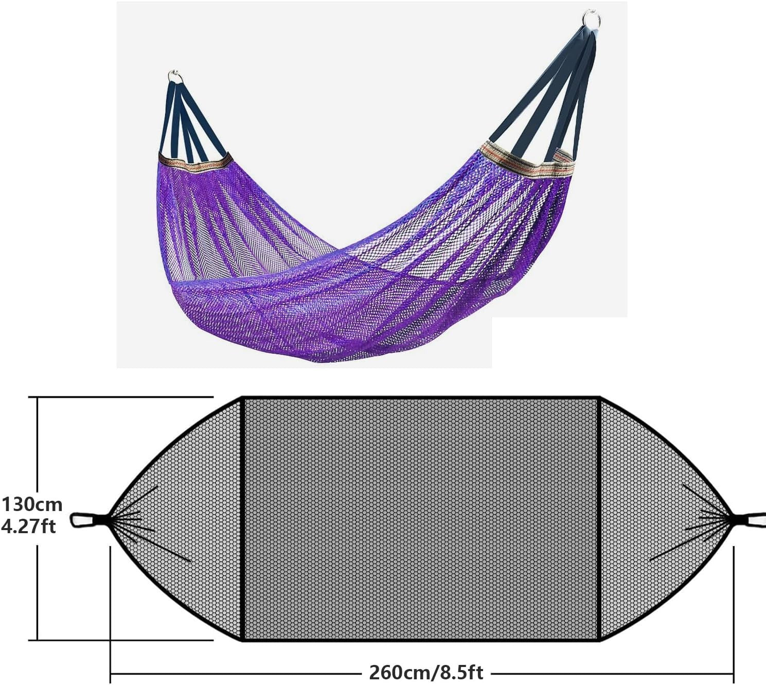 Outdoor Nylon Hammock – Super Soft Breathable Mesh Swing Bed 650lb Max Load