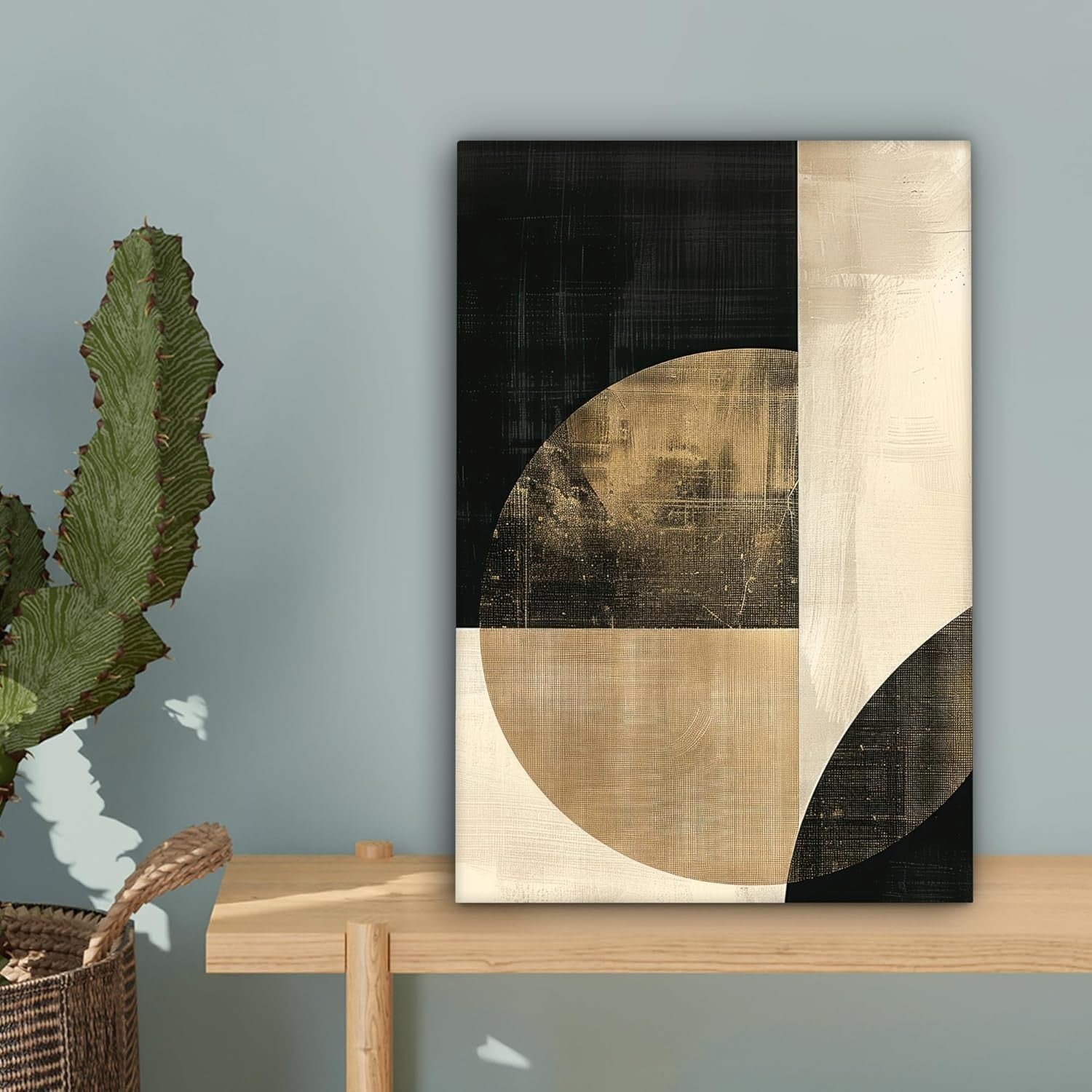 Abstract Black Gold Canvas Wall Art 20x30cm Framed Modern Print