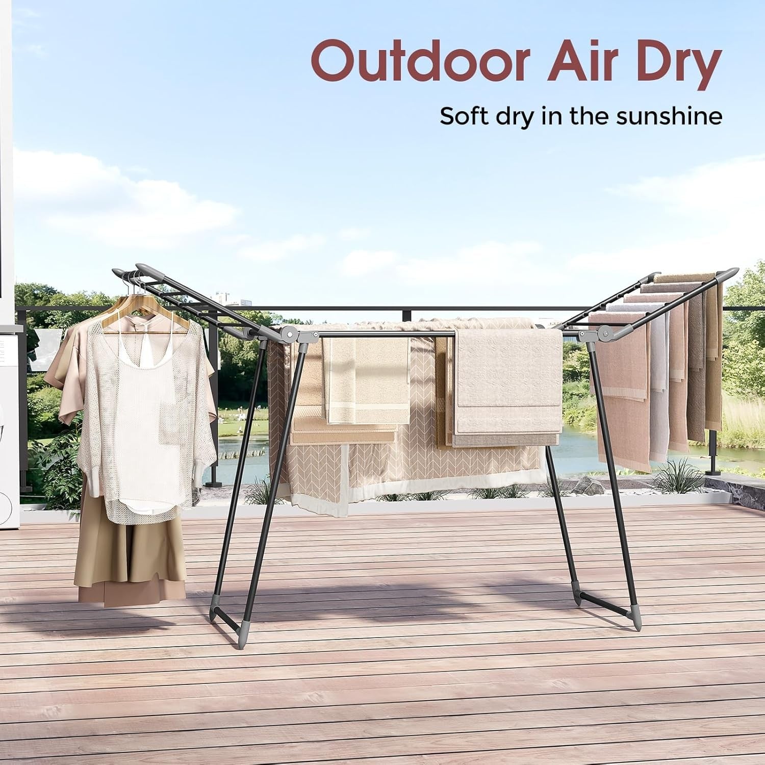 Wide Folding Clothes Dryer Side Panels Indoor Laundry Stand Heavy Duty