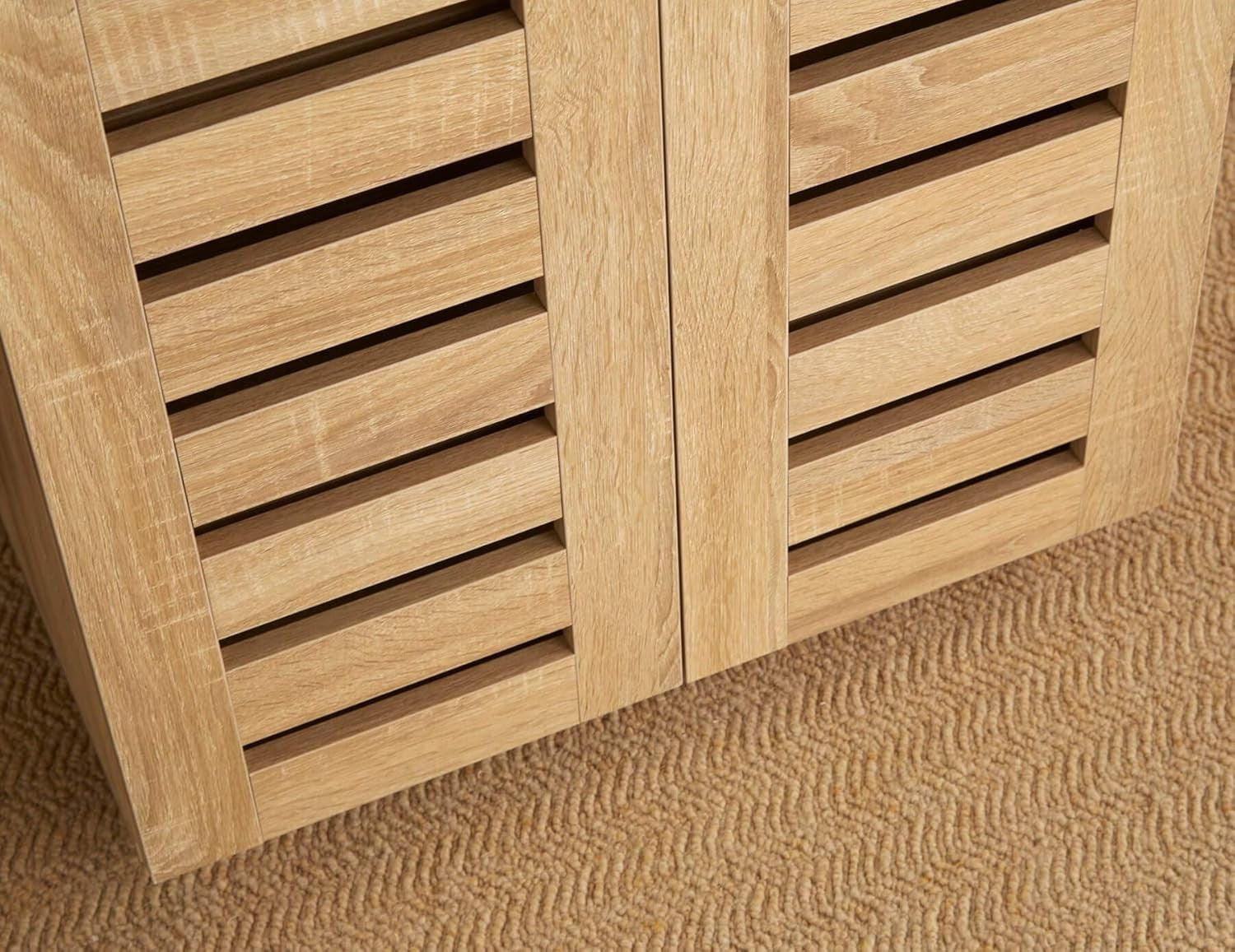 2-Door Wooden Shoe Cabinet with 5 Shelves, 60x33x87 cm Oak
