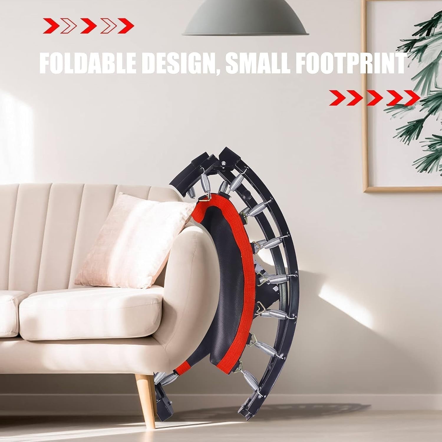 48in Folding Fitness Rebounder Trampoline Handle Indoor Workout 150kg