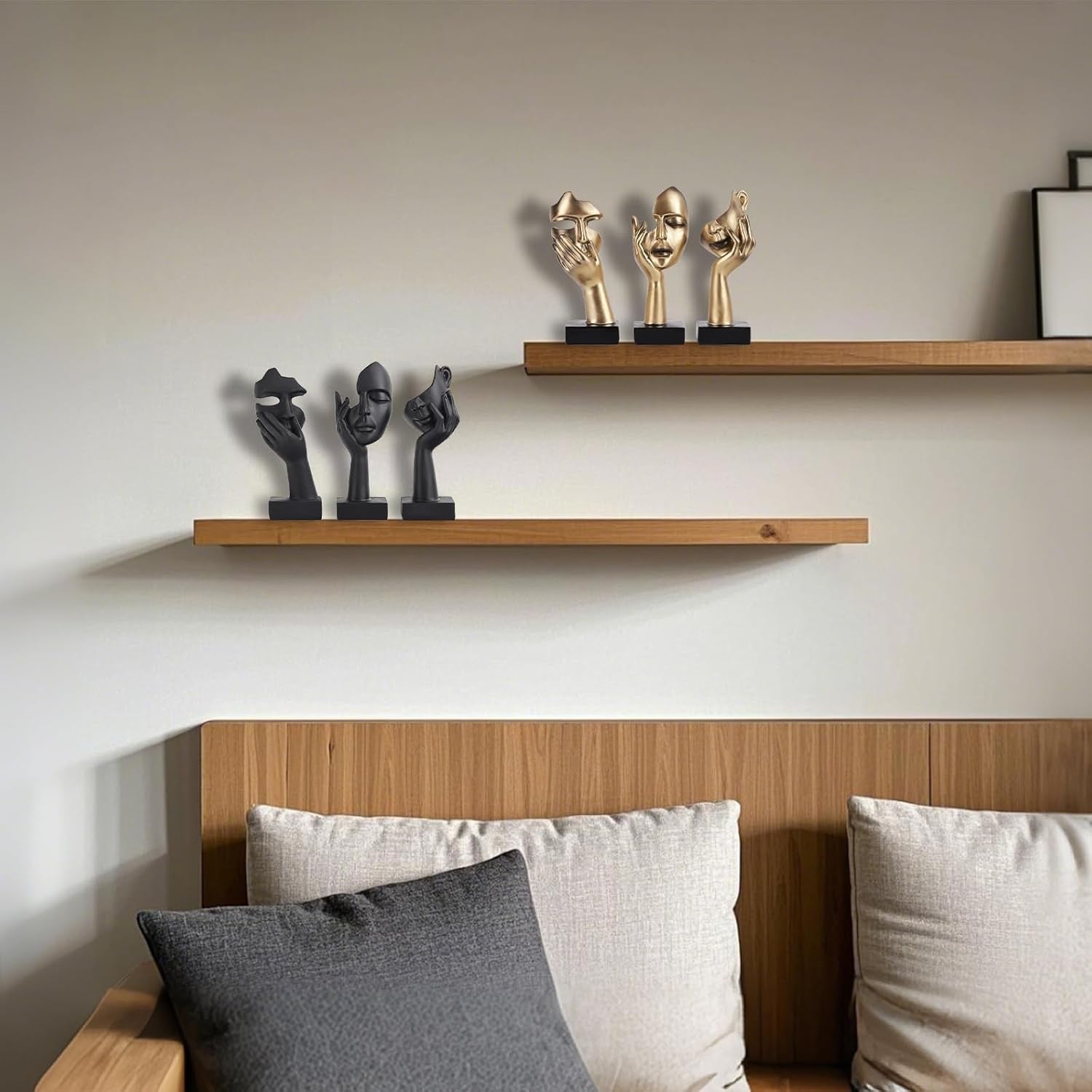Black Woman Face Statue Set of 3 Modern Home Desk Decor