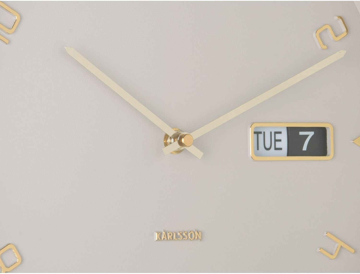 Silent Aluminium Wall Clock 40cm Flip Date Display Modern Grey Decor