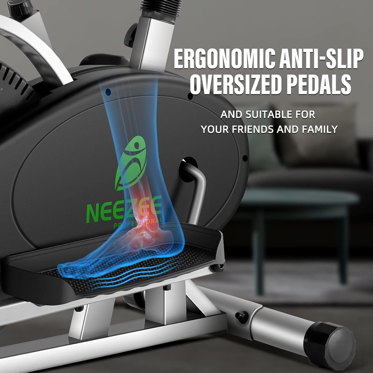 2-in-1 Elliptical Cross Trainer & Exercise Bike w/ LCD Monitor, Adjustable Res