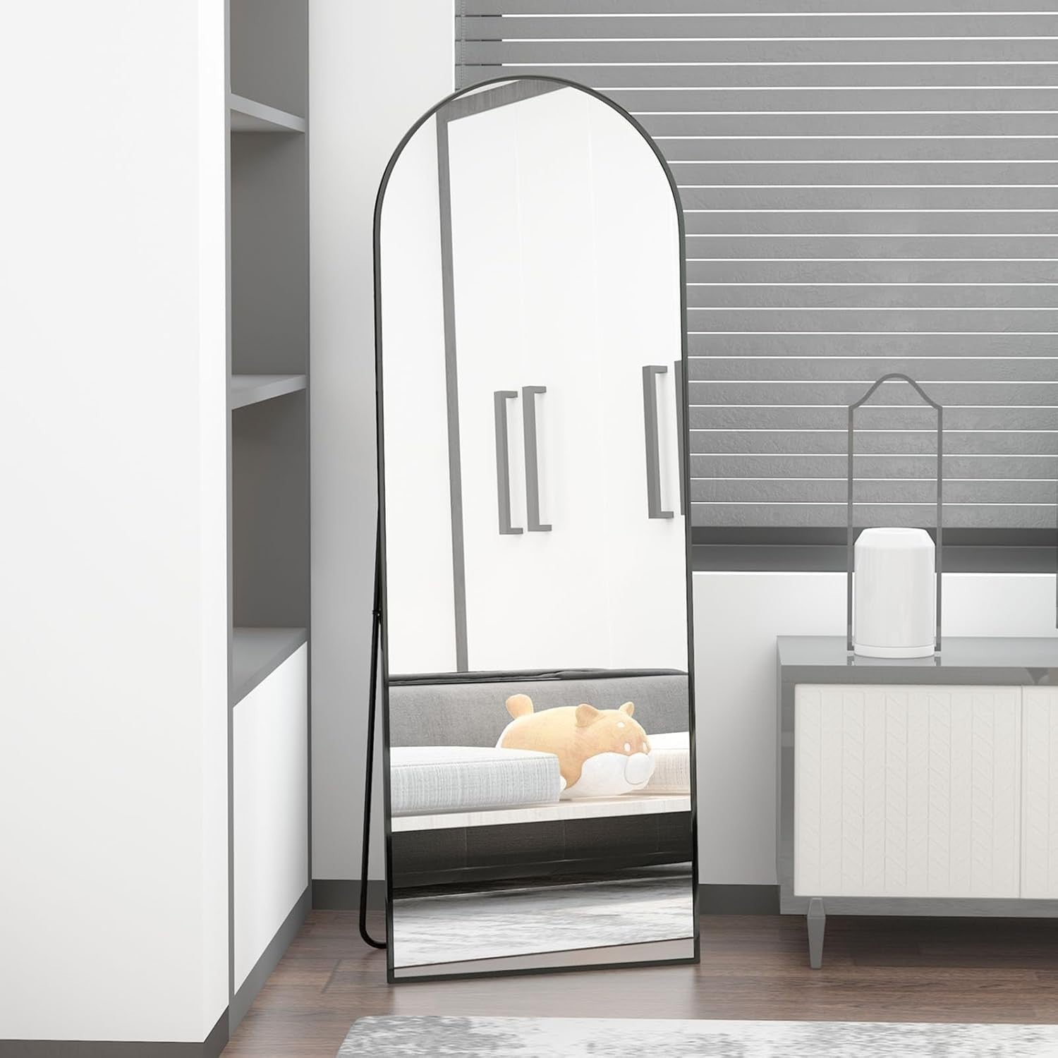 Arch Full Length Mirror 162x53cm Black Frame Wall Leaning Dressing Floor