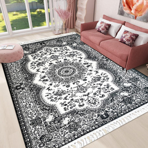 Large Grey Vintage Oriental Rug 160x230cm Washable Low Pile Living Room
