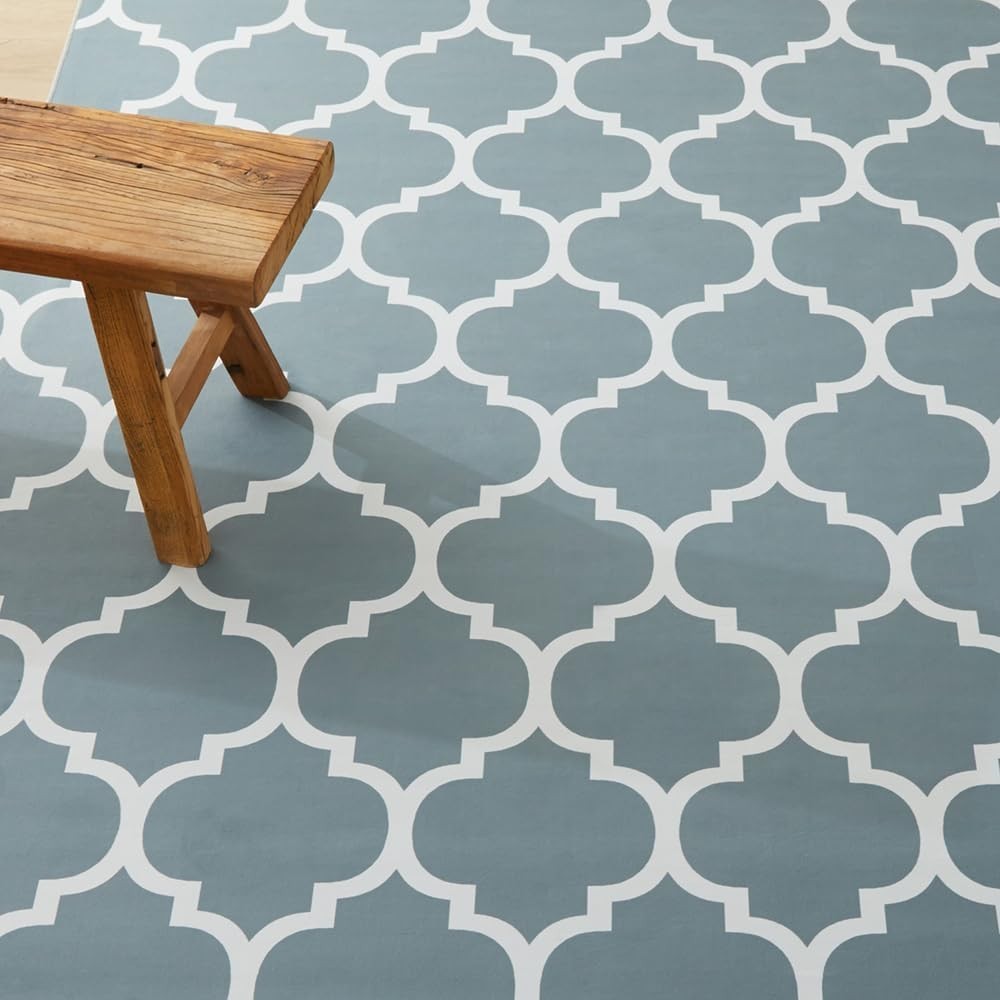 Blue Runner Rug 80x300cm Trellis Non-Slip Soft Hallway Carpet Modern Easy Clean
