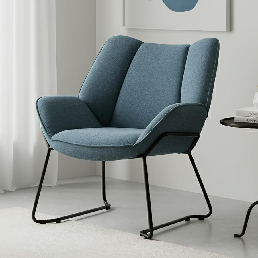 Blue Chenille Accent Tub Chair Metal Legs Modern Armchair