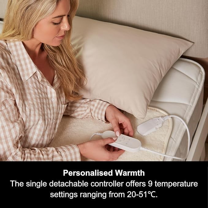Electric Heated Under Blanket King Teddy Fleece 9 Heat Timer Washable