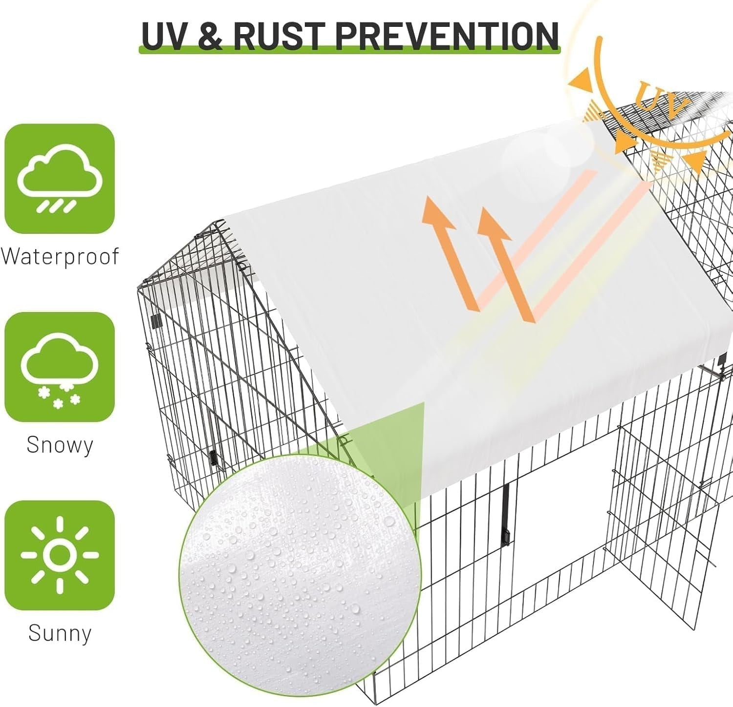 2.2x1m Walk In Metal Chicken Coop Run w UV Cover