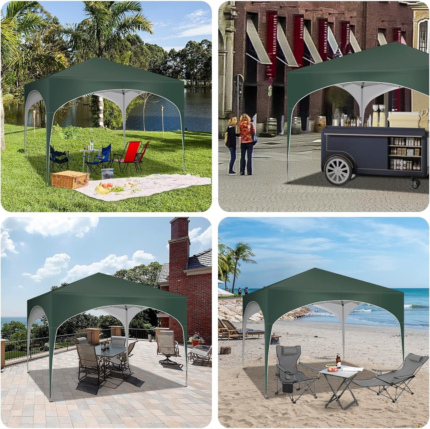 3x3M Pop-Up Gazebo Folding Event Tent Waterproof UV-Protected Green