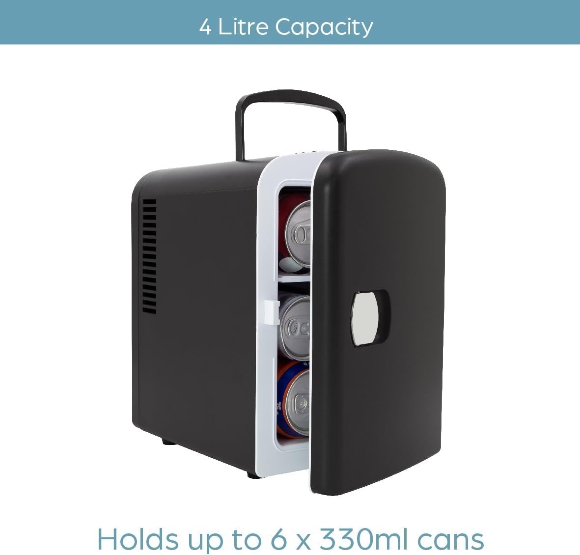 4L Mini Fridge Portable Countertop Cooler & Warmer Black Compact
